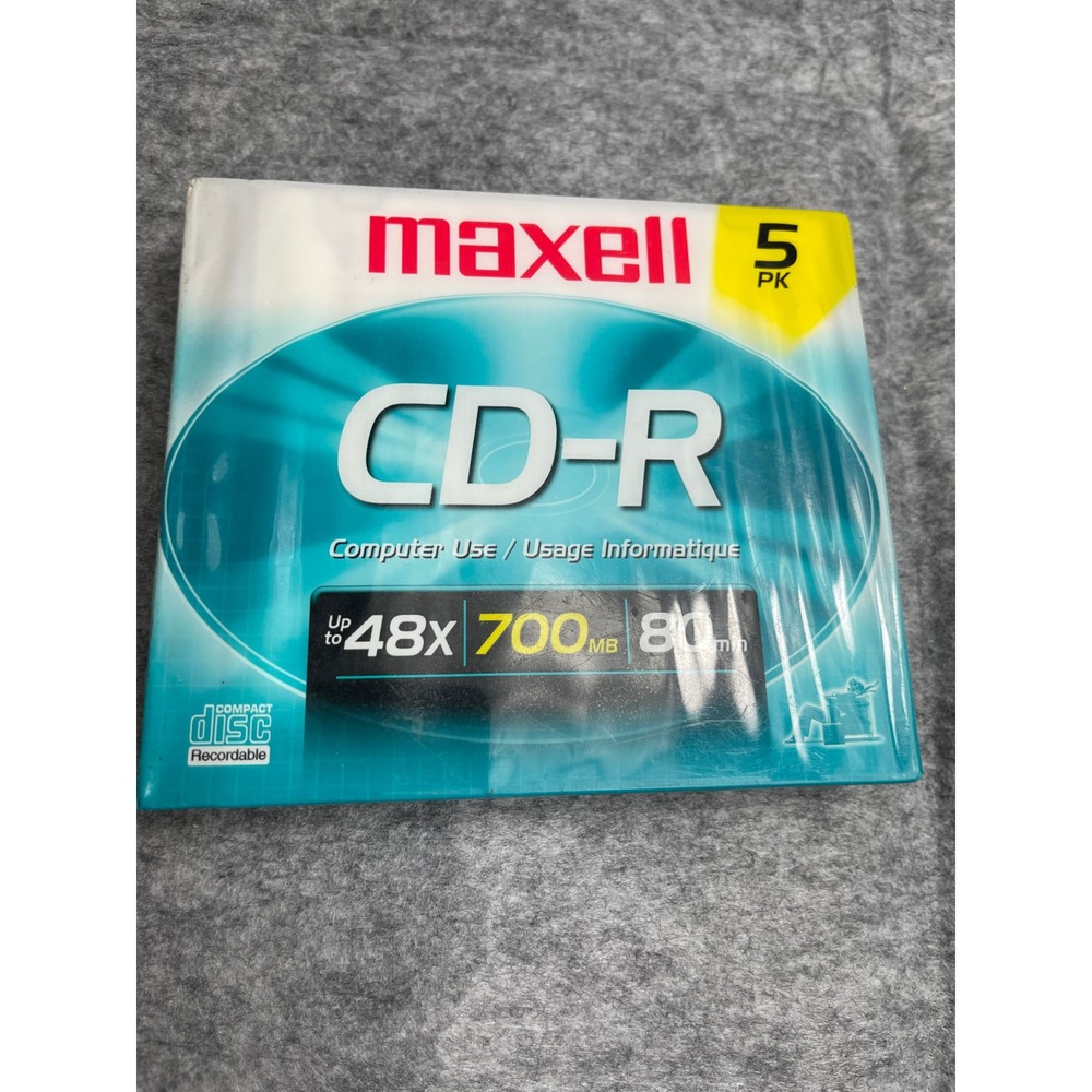 CD-R Maxell 5 PACK Blank Audio Music Data Recordable 80min 700MB Disc Slim Jewel